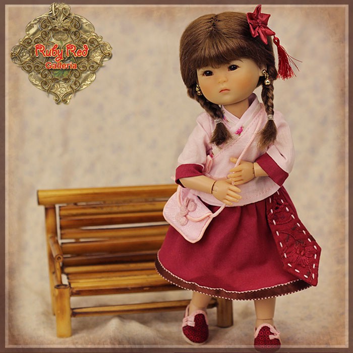 8" Ten Ping Red and Pink Twins Outfit (HC0047A)