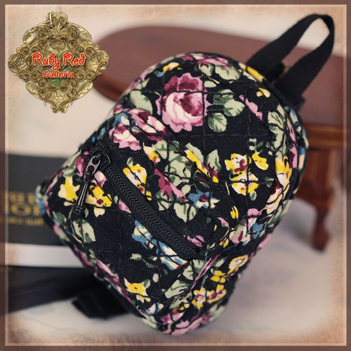 Floral Print Backpack (Black) (WZ0010B)