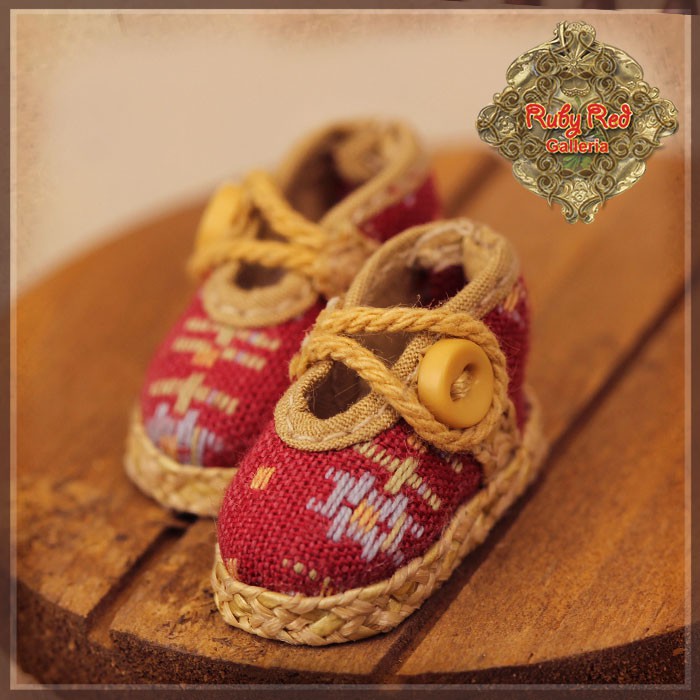 Red Fabric Shoes for 5.5" Dolls (HH0022A)