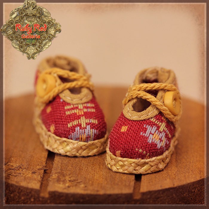 Red Fabric Shoes for 5.5" Dolls (HH0022A)