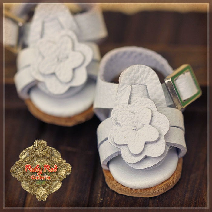 White Leather Sandals for 5.5" Dolls (HH0030A)