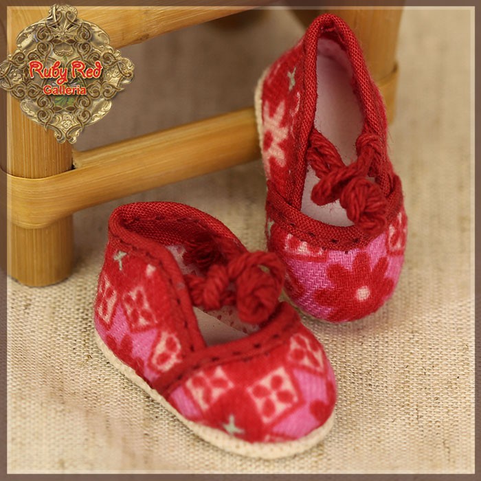 Pink Printed Fabric Shoes for 5.5" Dolls (HH0041A)