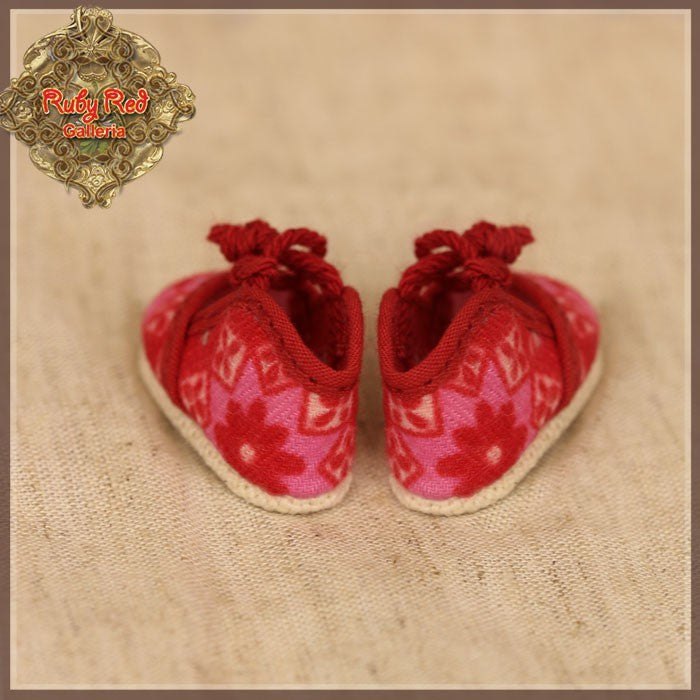 Pink Printed Fabric Shoes for 5.5" Dolls (HH0041A)