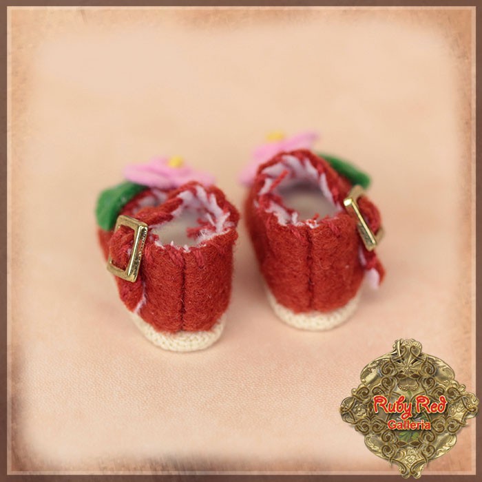 Red Flower Shoes for 5.5" Dolls (HH0072A)