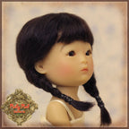 Black Mohair Wig with Braids for 5.5" Dolls (HD0013A)