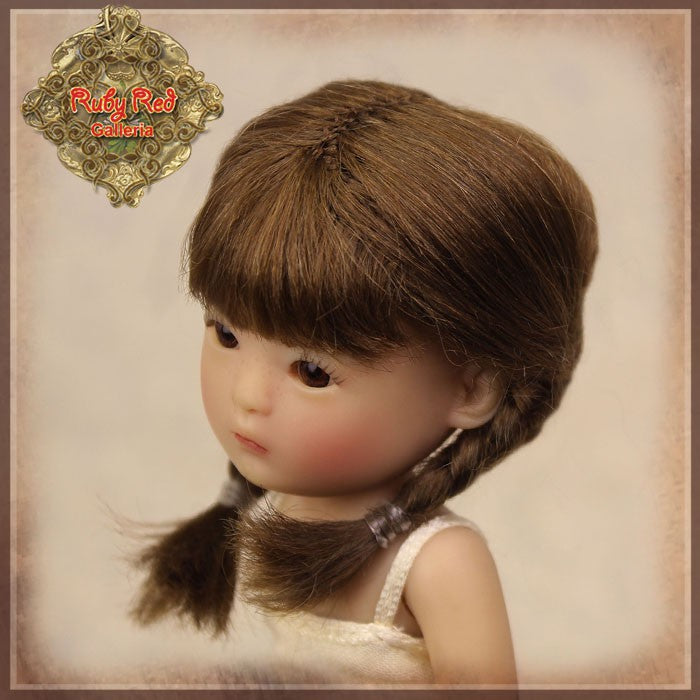 Brown Mohair Wig with Braids for 5.5" Dolls (HD0018B)