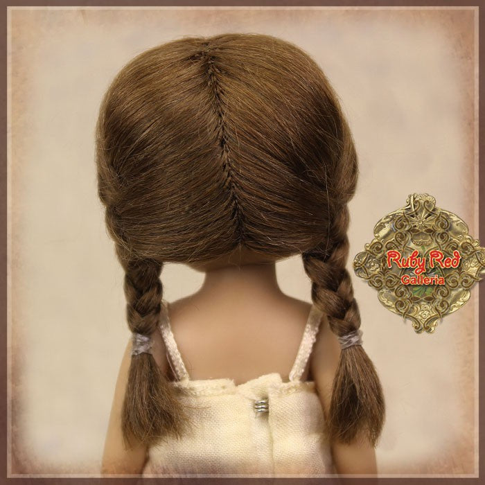 Brown Mohair Wig with Braids for 5.5" Dolls (HD0018B)