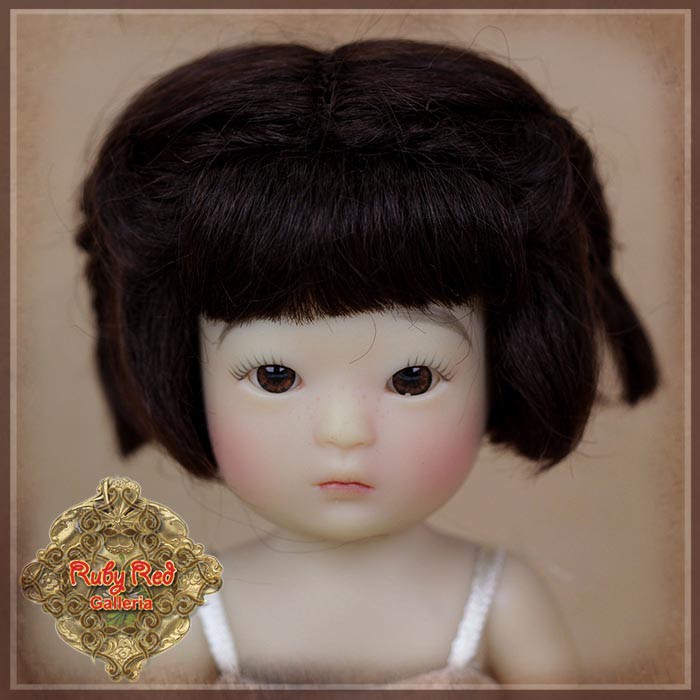 Brunette Mohair Wig with Braids for 5.5" Dolls (HD0024B)