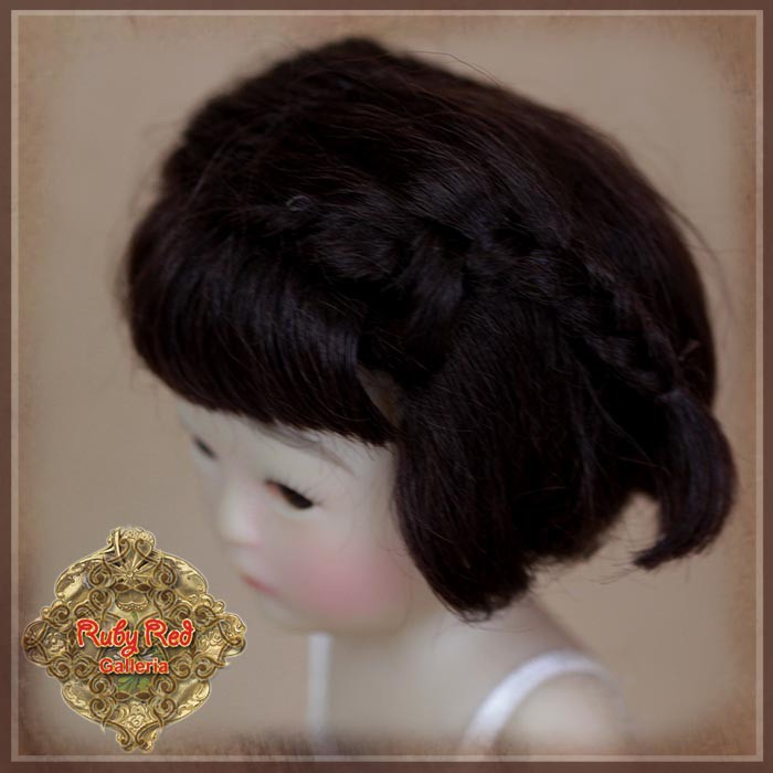 Brunette Mohair Wig with Braids for 5.5" Dolls (HD0024B)