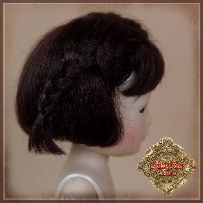 Brunette Mohair Wig with Braids for 5.5" Dolls (HD0024B)