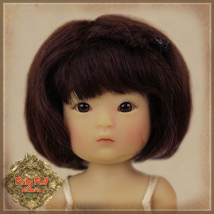 Black Mohair Wig with Braids for 5.5" Dolls (HD0027A)