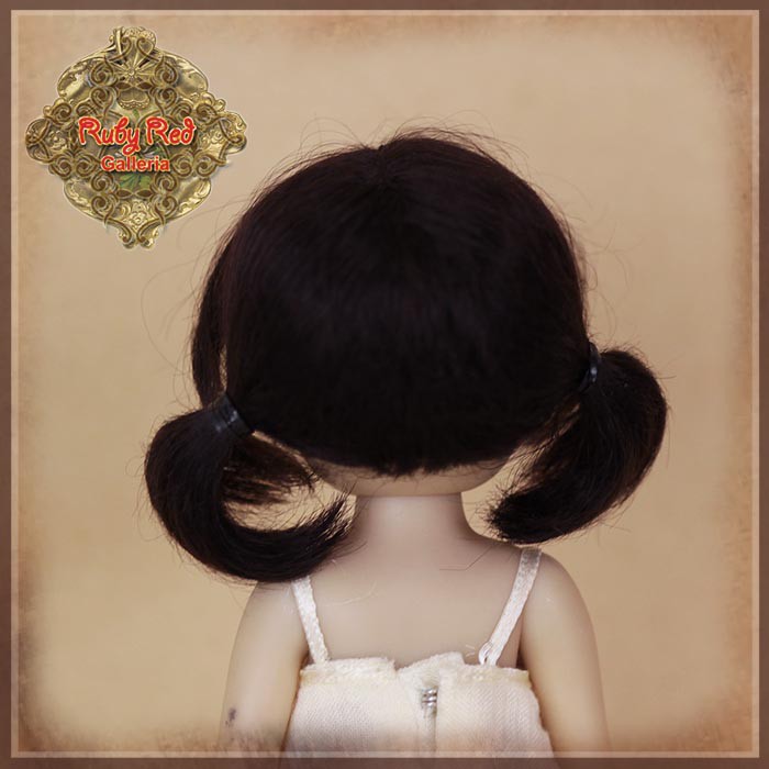 Black Mohair Wig with Ponytails for 5.5" Dolls (HD0035B)