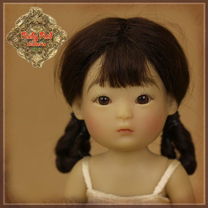Black Mohair Wig with Braids for 5.5" Dolls (HD0041A)