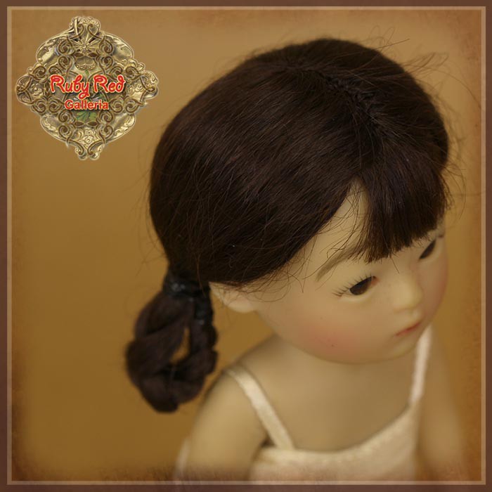 Black Mohair Wig with Braids for 5.5" Dolls (HD0041A)