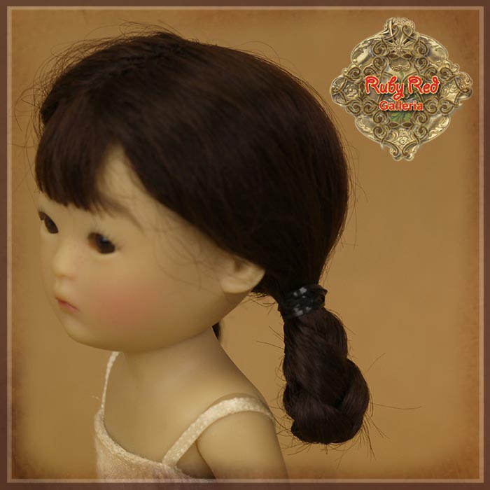 Black Mohair Wig with Braids for 5.5" Dolls (HD0041A)