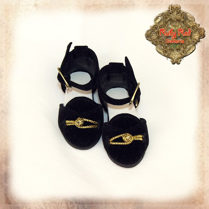 Black Shoes with Gold Wire for 15" Dolls (KH0001A)