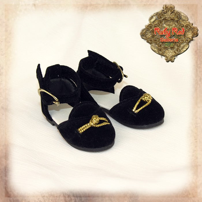 Black Shoes with Gold Wire for 15" Dolls (KH0001A)