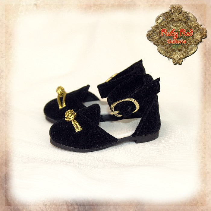 Black Shoes with Gold Wire for 15" Dolls (KH0001A)