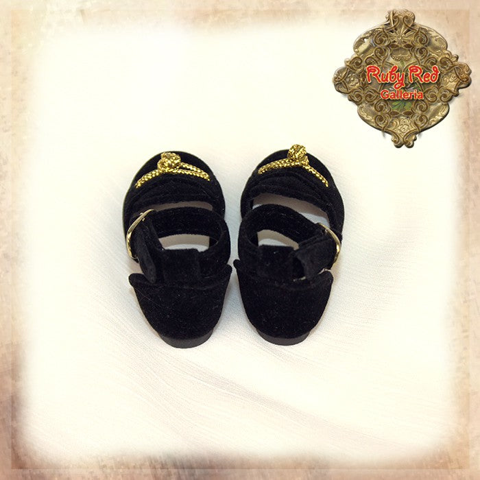Black Shoes with Gold Wire for 15" Dolls (KH0001A)