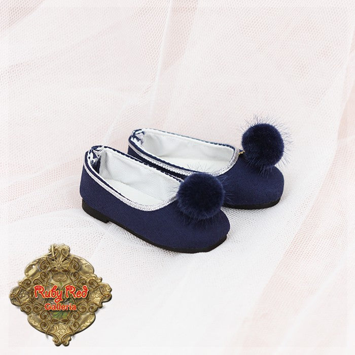Purple Fuzzy Pom-pom Shoes for 15" Dolls (KH0004C)