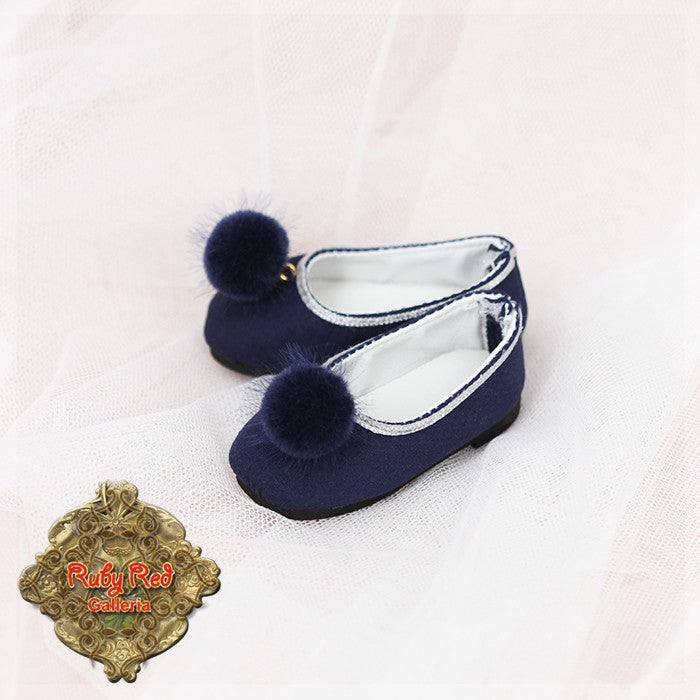 Purple Fuzzy Pom-pom Shoes for 15" Dolls (KH0004C)