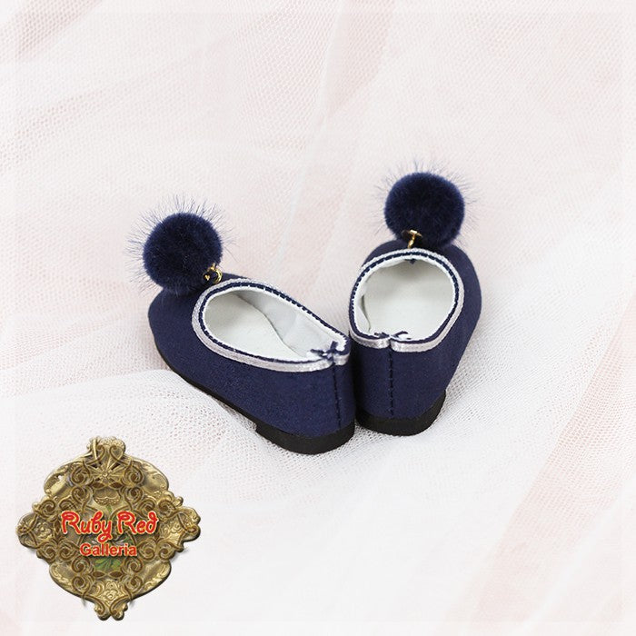 Purple Fuzzy Pom-pom Shoes for 15" Dolls (KH0004C)