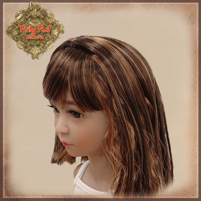 Wavy Brown with Highlights Synthetic Hair Wig for 15" Dolls (KD0004A)