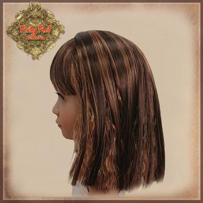 Wavy Brown with Highlights Synthetic Hair Wig for 15" Dolls (KD0004A)