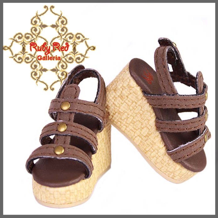 Dark Brown Sandals for 12" Dolls (WH0023A)