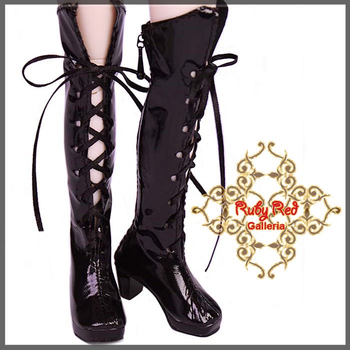 Black Gothic Boots for 12" Dolls (WH0025A)