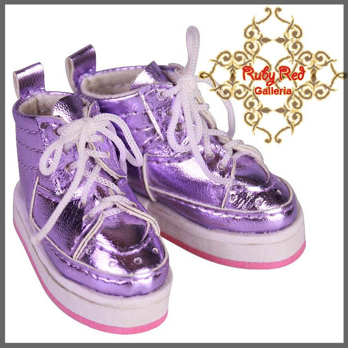 Purple Glitter Sports Shoes for 12" Dolls (WH0028A)