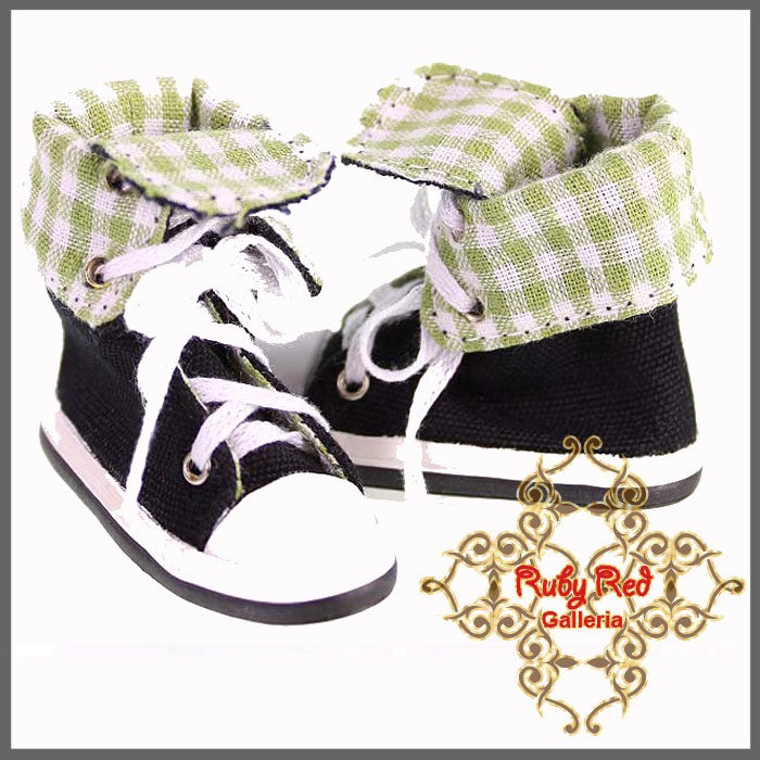 Black & Green Canvas Sneakers for 12" Dolls (WH0030A)