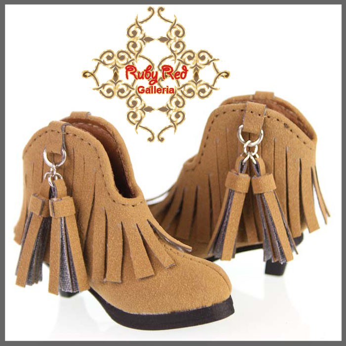 Brown Short Boots with Tassels fo 12" Dolls (WH0035A)