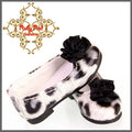 Black and White Slip On with Black Flower for 12" Dolls (WH0036A)