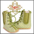 White & Green Boots for 12" Doll (WH0037A)
