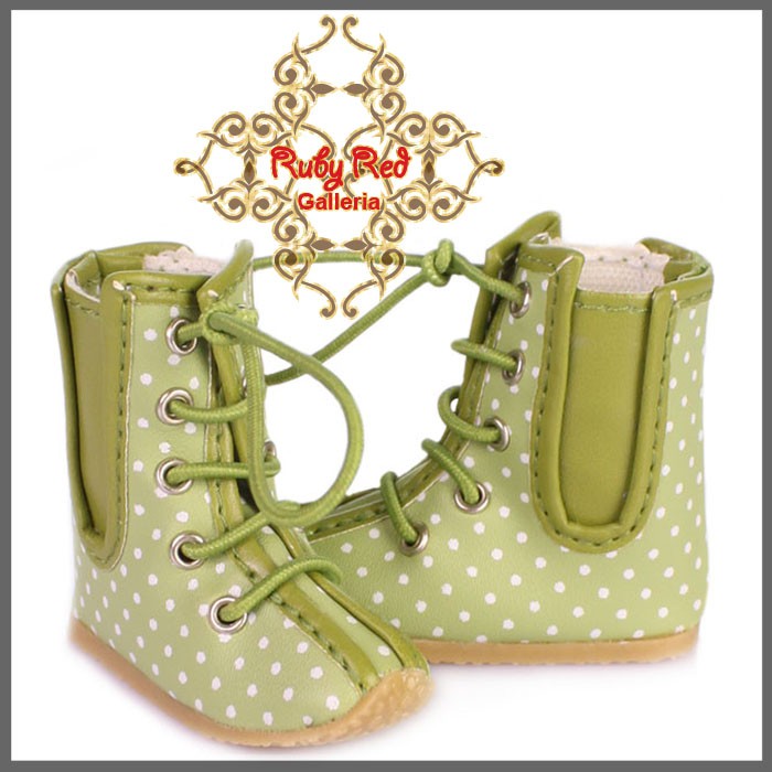 White & Green Boots for 12" Doll (WH0037A)