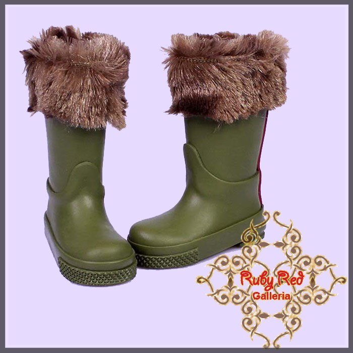 Forest Green Boots for 12" Dolls (WH0045A)