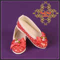 Cherry Leather Shoes with White dots for 12" Dolls (WH0046B)
