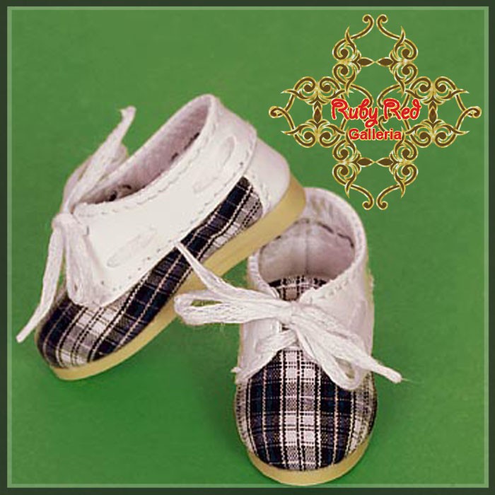 Blue Checkers Shoes for 12" Dolls (WH0048B)