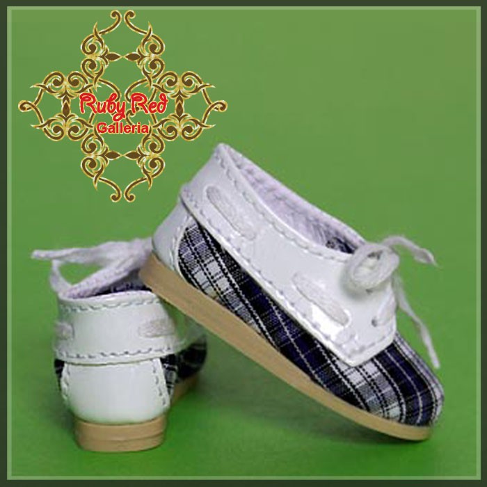 Blue Checkers Shoes for 12" Dolls (WH0048B)