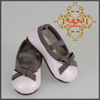Pearl Pink Shoes with Grey Ribbon for 12" Dolls (WH0051A)