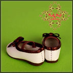 White Shoes with Wine Red Ribbon for 12" Dolls (WH0051B)
