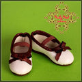 White Shoes with Wine Red Ribbon for 12" Dolls (WH0051B)