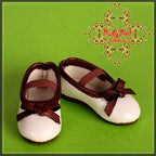 White Shoes with Wine Red Ribbon for 12" Dolls (WH0051B)