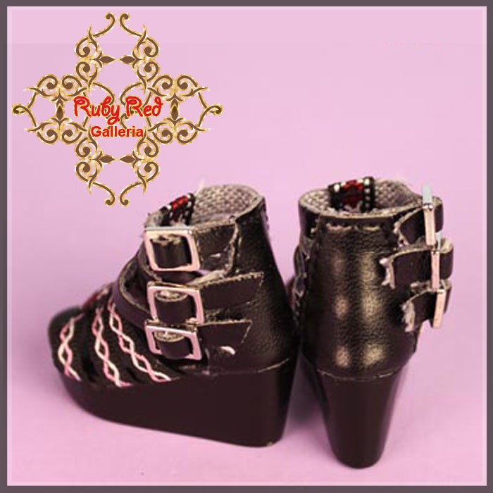 Black Platform Sandals for 12" Dolls (WH0055A)