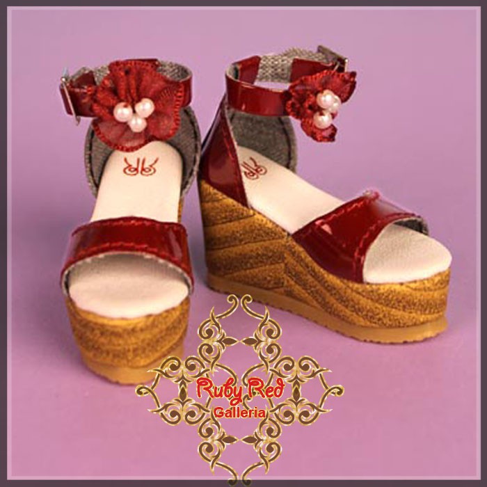 Red Platform Sandals for 12" Dolls (WH0057A)
