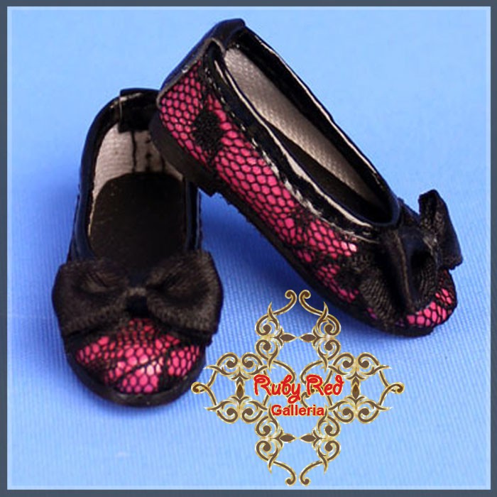 Purple Shoes with Black Lace for 12" Dolls (WH0059A)