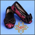 Purple Shoes with Black Lace for 12" Dolls (WH0059A)