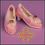 Pink High Heel Shoes with White Lace for 12" Dolls (WH0060A)