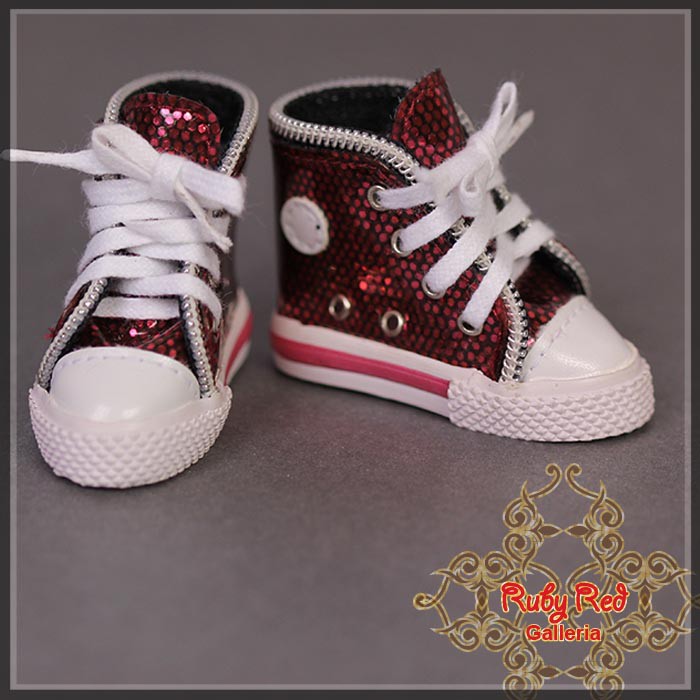 Sparkly Pink Sneakers for 12" Dolls (WH0064A)
